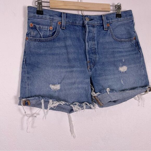 Levi’s 501 Big E Hidden Button Fly High Waisted Jean Shorts - Picture 3 of 10